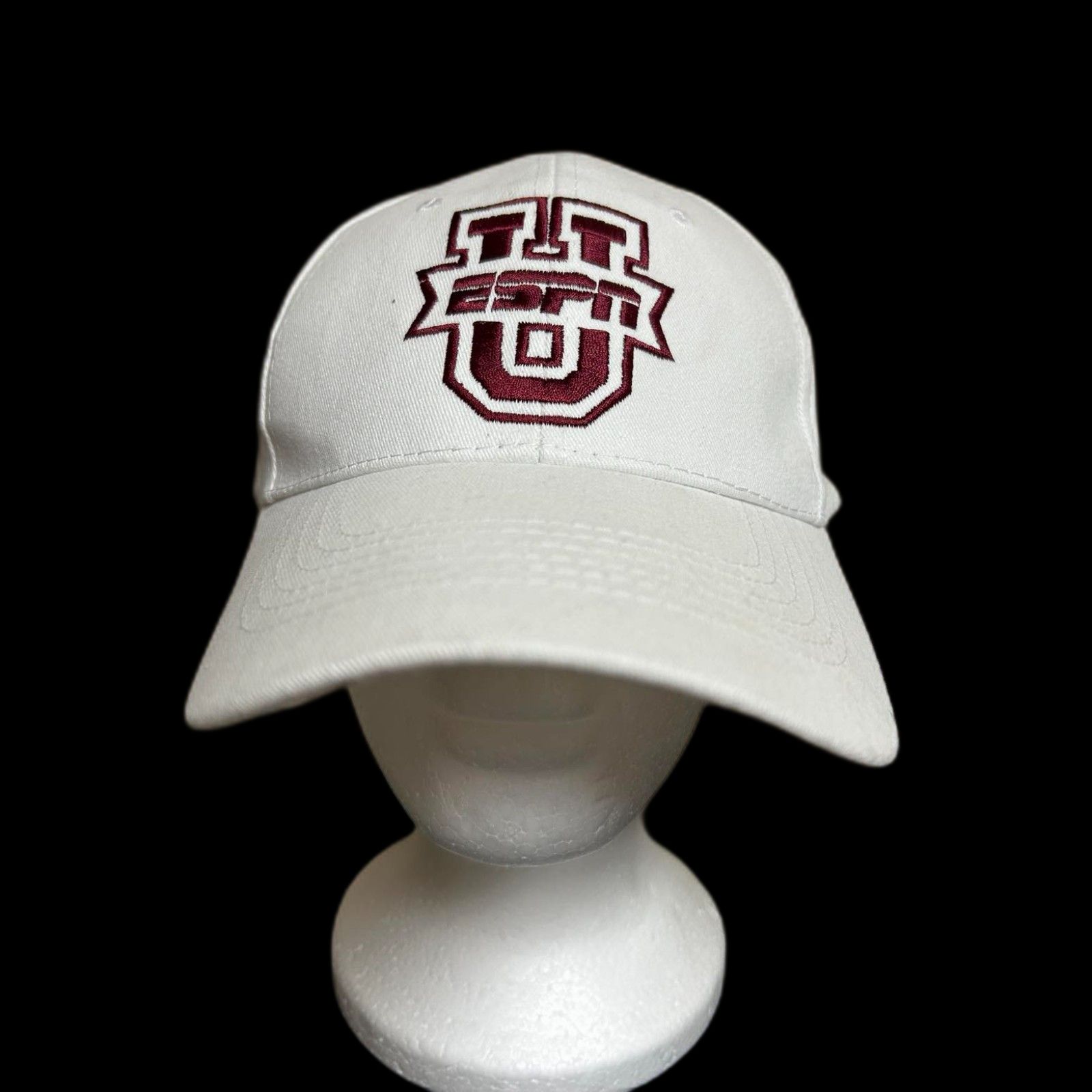 Espn Espnu Baseball White Adjustable Hat Cap